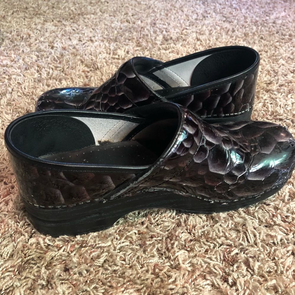 Black Snakeskin Dansko Clogs